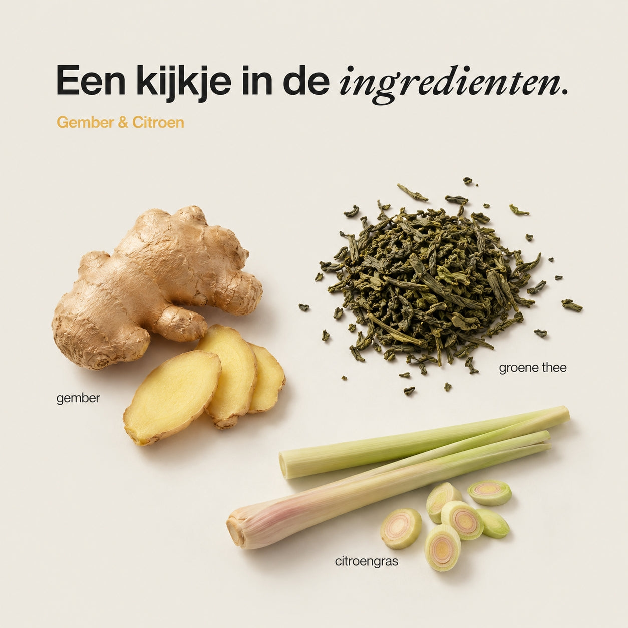 Gember en citroen |  Groene thee met Biologische Gember en Citroen