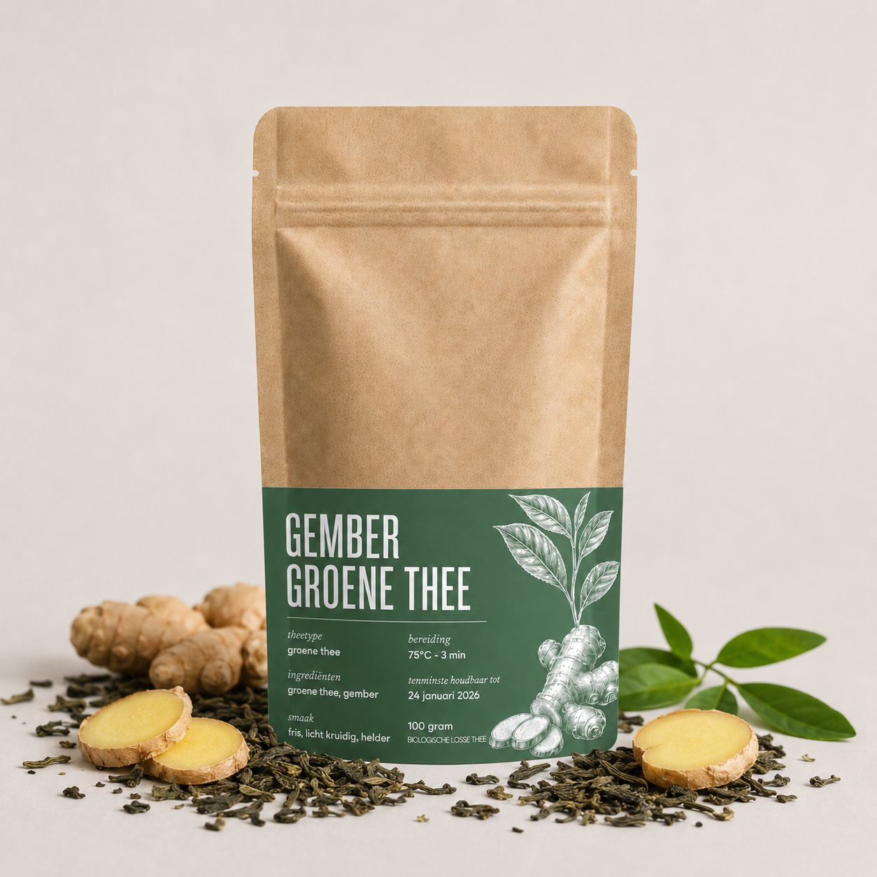 Gember met groene thee